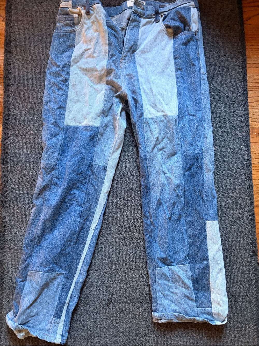Reformation Patchwork Blue Denim Jeans